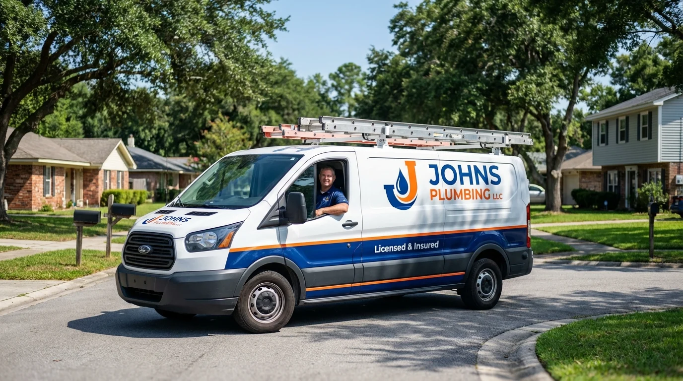 Johns Plumbing LLC service van in Winterport, ME